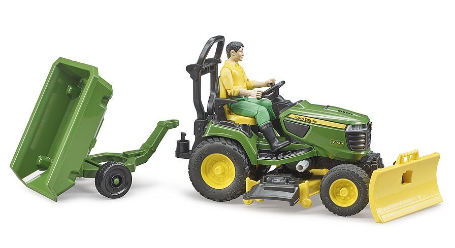John Deere zāles traktors ar piekabi BRUDER (62104)